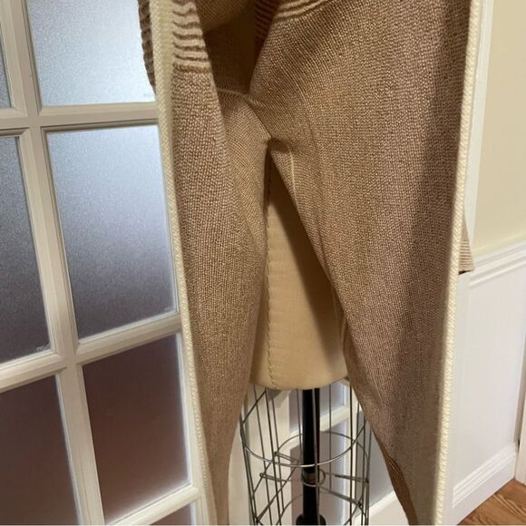 Echoview Fiber Mill Camel-Tan/Ivory Wool Poncho O/S Made In USA - Picture 6 of 9